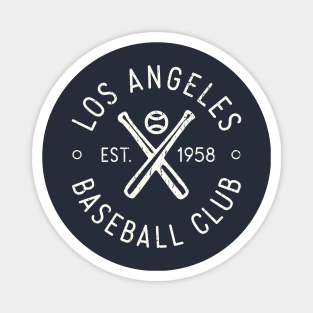 Retro LA Baseball Club Stamp Logo (White) Magnet